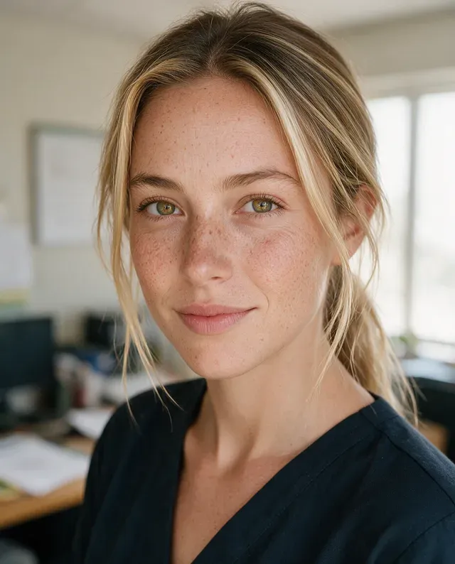 Tess, a White presenter based in Australia